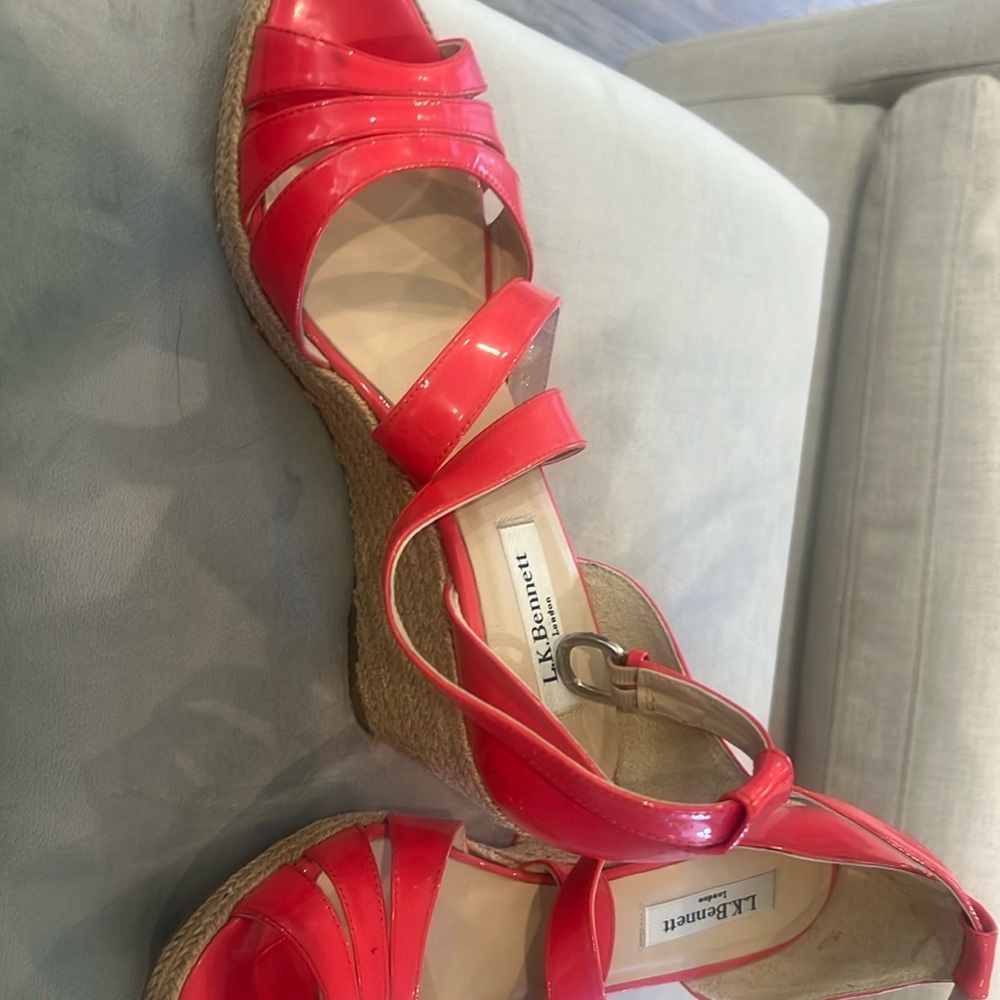 LK Bennett wedge heel in corral with straps 9